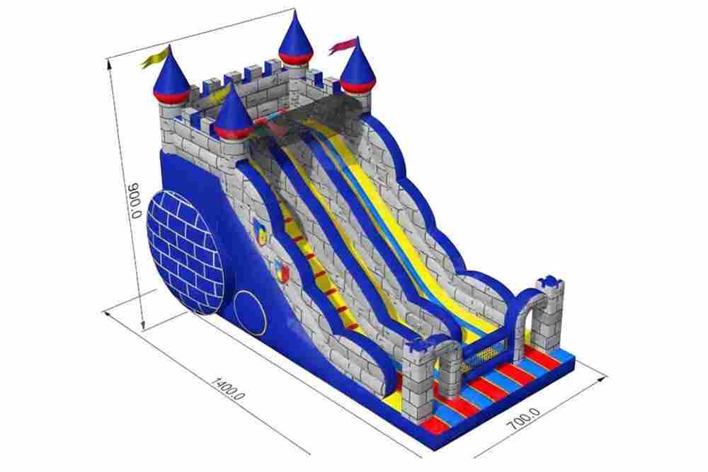 Коммерческий надувной батут-горка «Средневековая крепость» 14×7×9 м