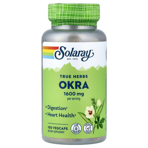 Solaray, True Herbs, бамия, 100 растительных капсул (400 мг на капсулу)