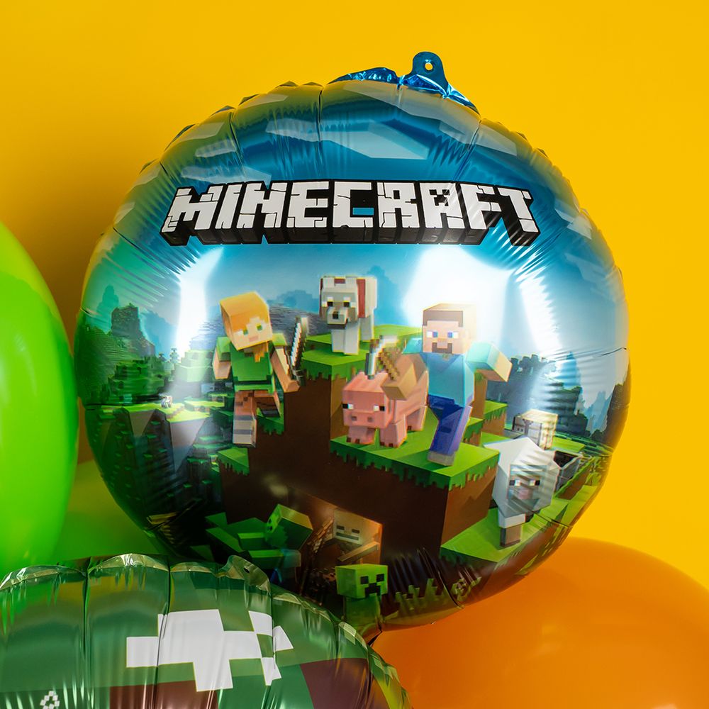 Шар (18''/46 см) Круг, Пиксельные человечки, Дизайн №1, 1 шт. в уп.