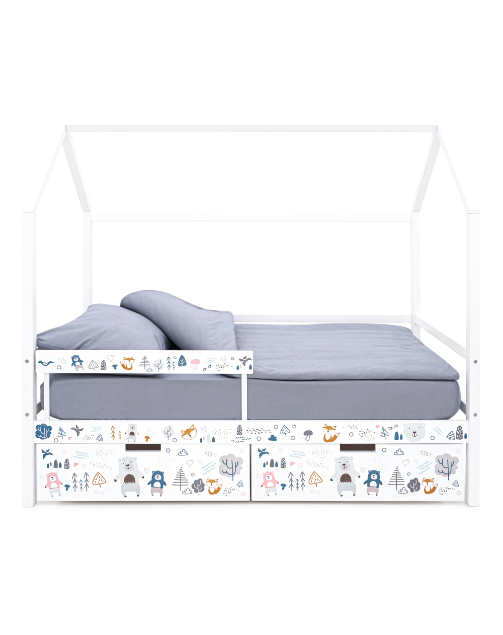 Детская кровать-домик Svogen белый мишки