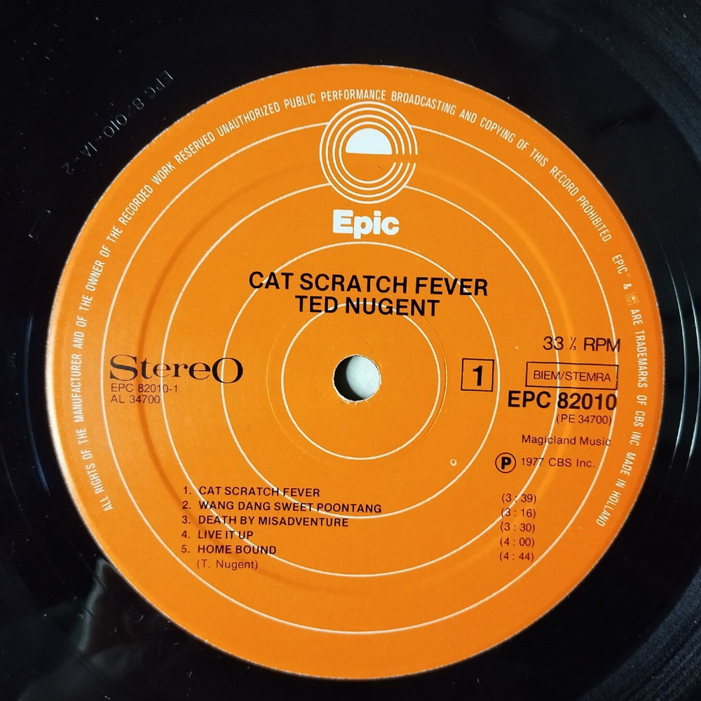 Винтажная виниловая пластинка LP Ted Nugent Cat Scratch Fever (Holland 1977)