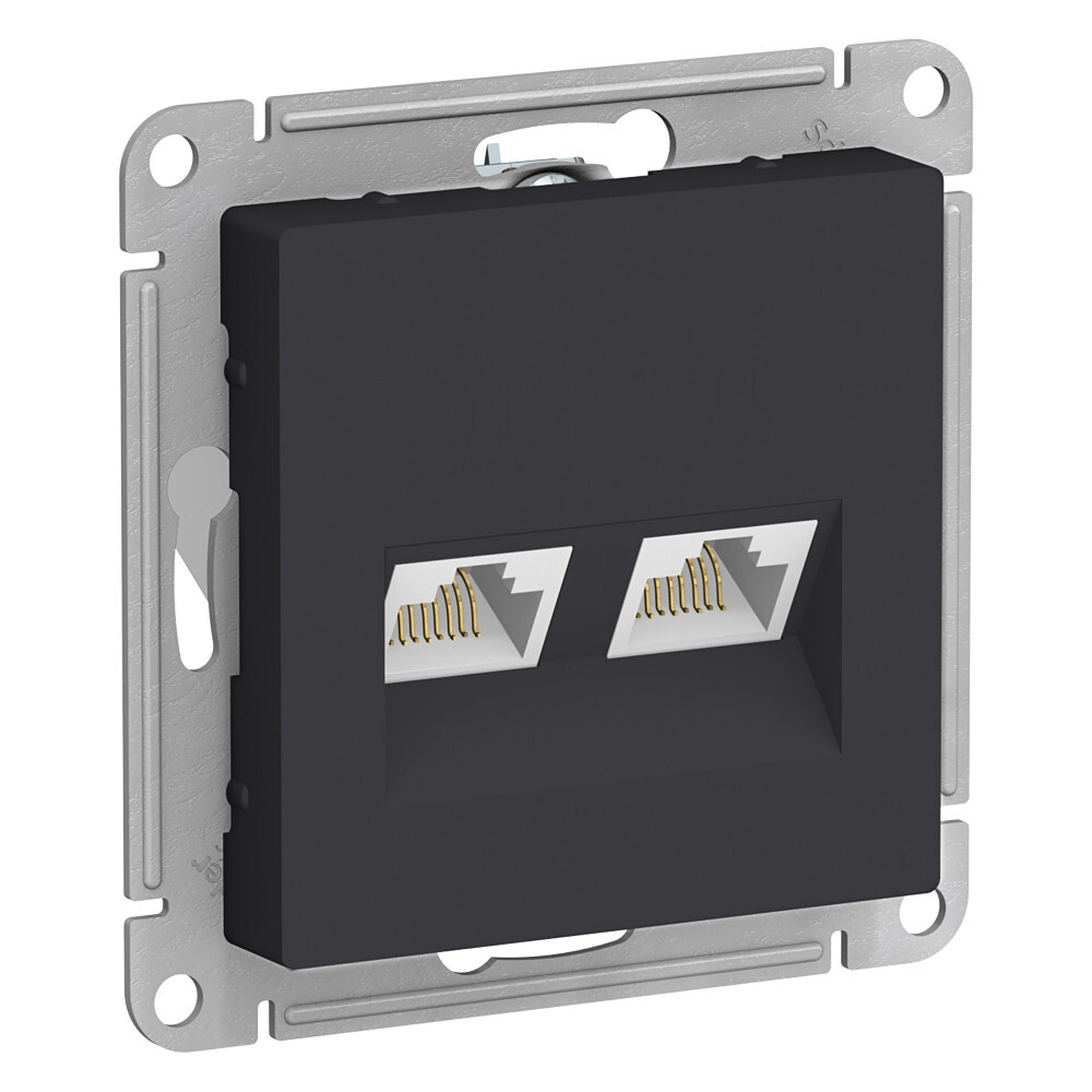ATLASDESIGN РОЗЕТКА двойная компьютерная RJ45+RJ45, кат.5Е, механизм, КАРБОН