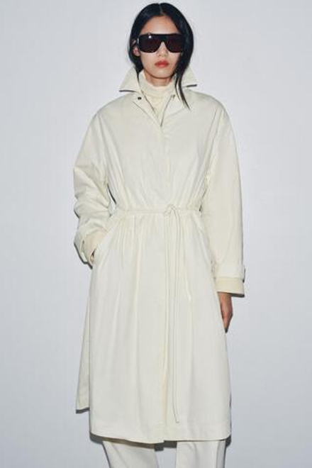 ZARA ТРЕНЧ ОВЕРСАЙЗ — ZW COLLECTION, ЖЕЛТОВАТО-БЕЛЫЙ