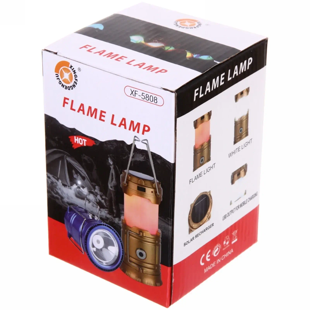 Фонарь туристический раздвижной, 6+1LED, свет теплый-холодный,14*9 см, аккумулятор