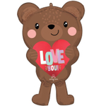 Шар Фольгированный Мишка сердце LOVE YOU (Коричневый)