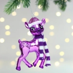 Елочная игрушка «Оленёнок в шапочке» 7*4*13 см, Фиолетовый