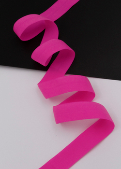 Бейка эластичная розовая неоновая матовая ширина 20 мм