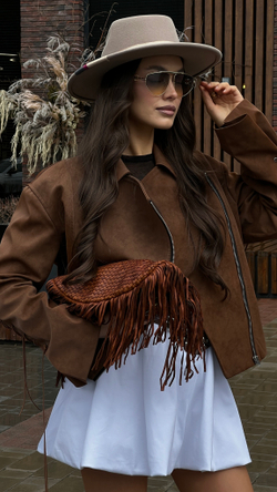 Косуха western со шнуровкой карамельная