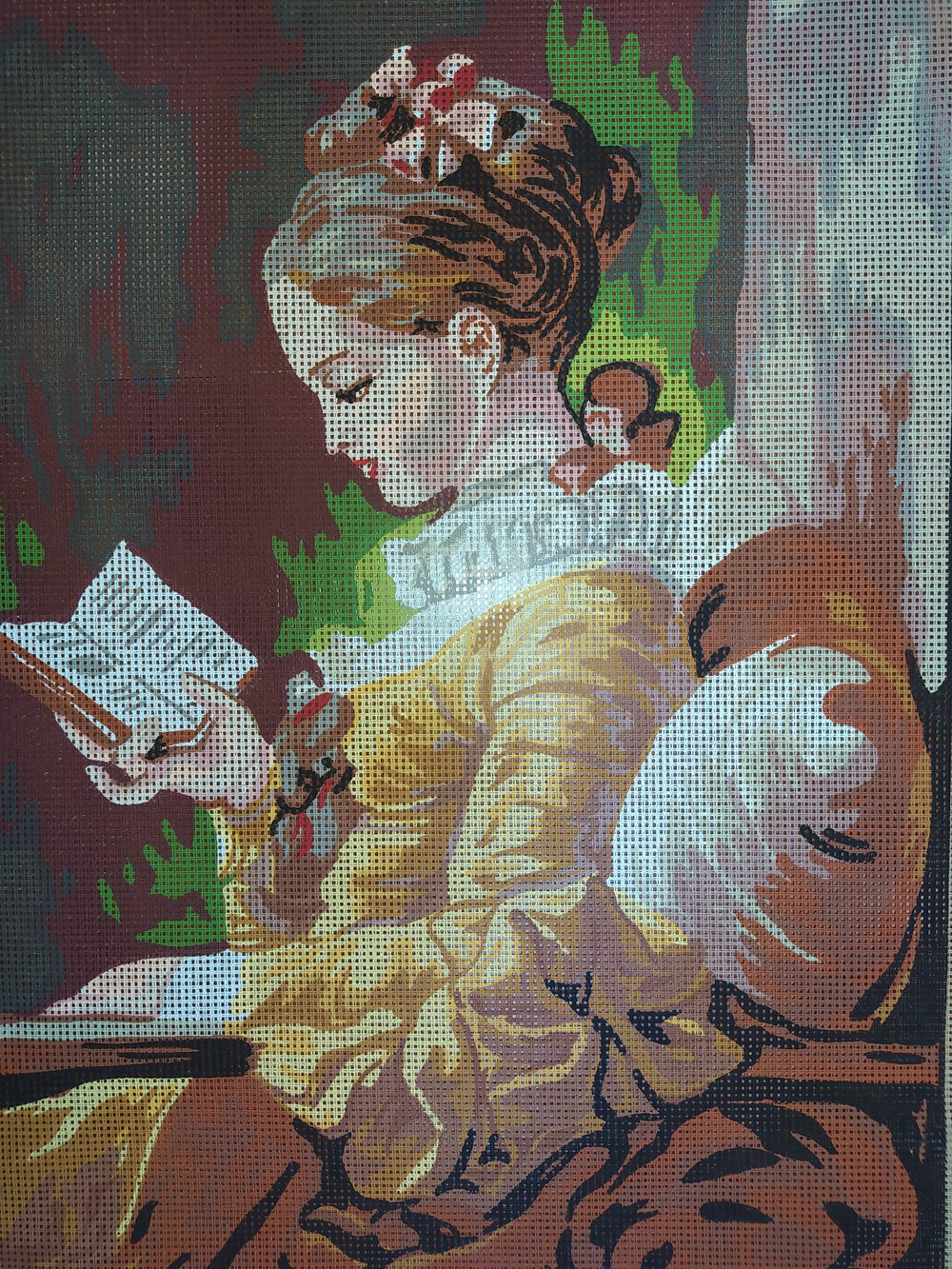 "Девушка с книгой"-11184-канва с рисунком