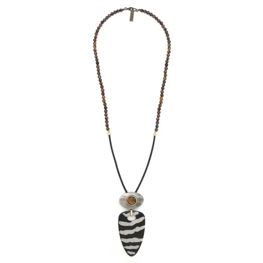 Колье Nature Bijoux, Zebra, с тигровым глазом, перламутром и смолистым песком в смоле, NB24.2-15CP43