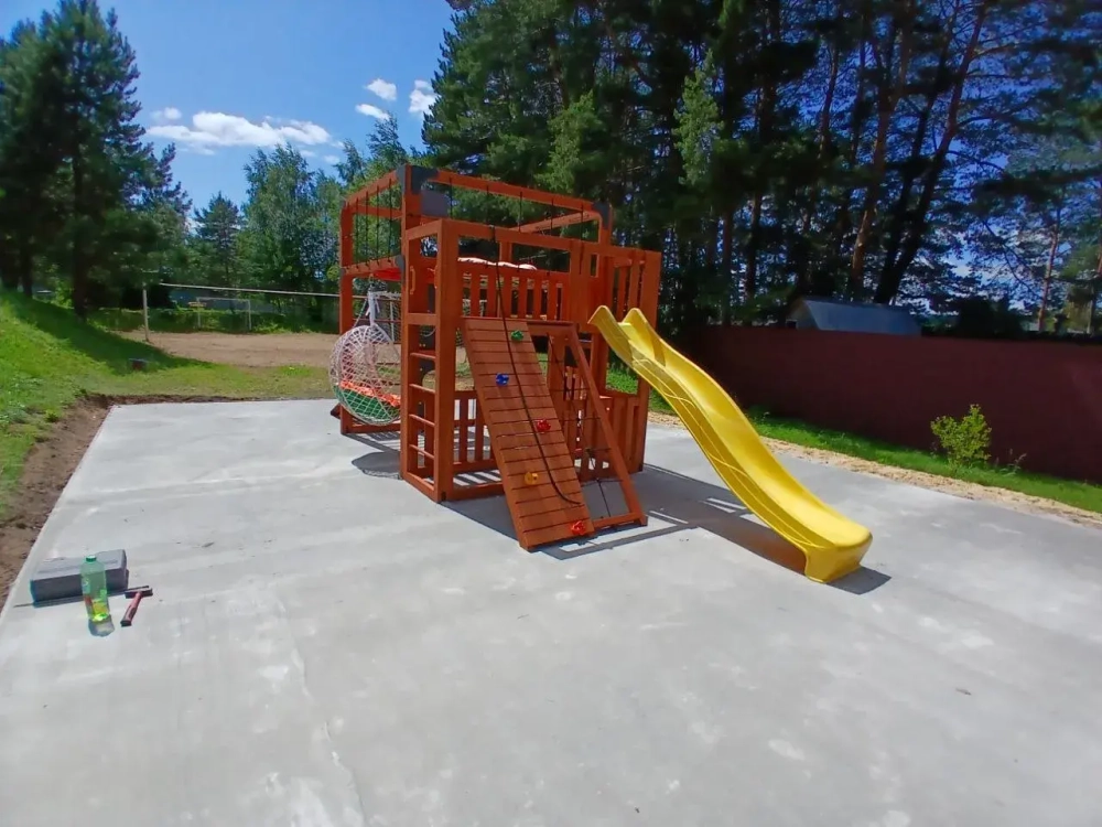 Детская площадка Савушка КУБ-3 (Махагон) подушками и коконом