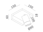 DL18441/01 White R Dim Donolux Светильник светодиодный, накладной, 6Вт, 3000К, 528Лм, IP20, 25°, AC 220В, L150xH118x150 мм, Белый+источник питания Dim