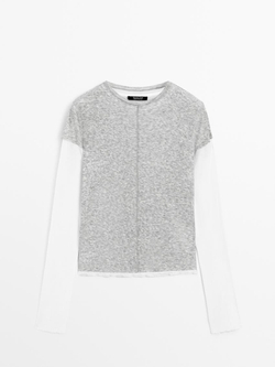 Massimo Dutti Двухслойная футболка из хлопка, серый