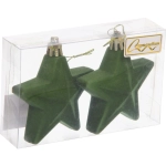Набор ёлочных украшений VELOUR «Звезда» 8 см (набор 2 шт), Изумруд