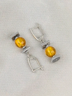Серьги женские бижутерия из муранского стекла желтые
