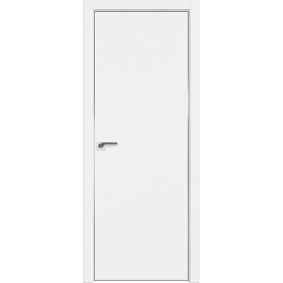 Фото межкомнатной двери экошпон Profil Doors 1E аляска алюминиевая матовая кромка с 4-х сторон