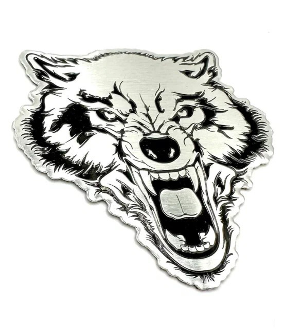Наклейка Волк Серебристая (Wolf размер 6,5х7,5см)