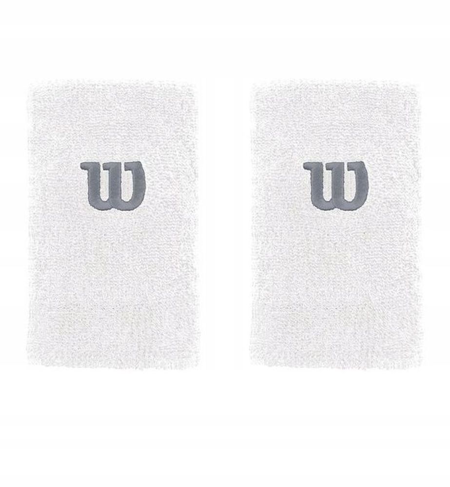 Напульсник теннисный Wilson Extra Wide W Wirstband - white/white/trade winds