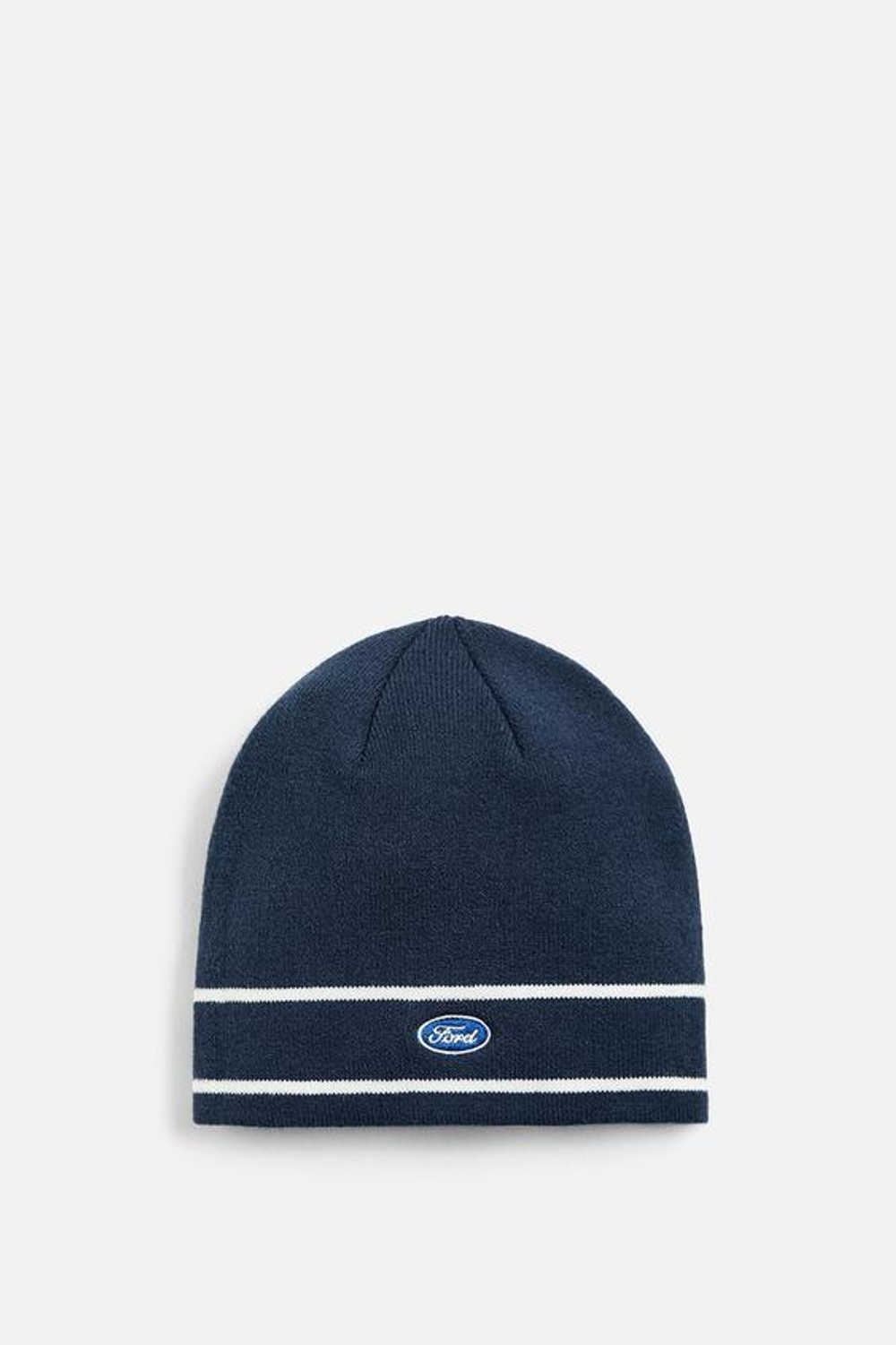 ZARA ТРИКОТАЖНАЯ ШАПКА С НАШИВКОЙ FORD ©, МОРСКОЙ СИНИЙ