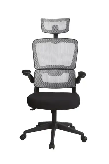 Кресло для руководителя Gramber С15 Сетка серая/Ткань черная