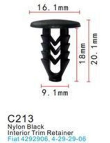 Клипса для крепления внутренней обшивки а/м Фиат пластиковая (100шт/уп.) Forsage клипса C0213(Fiat)