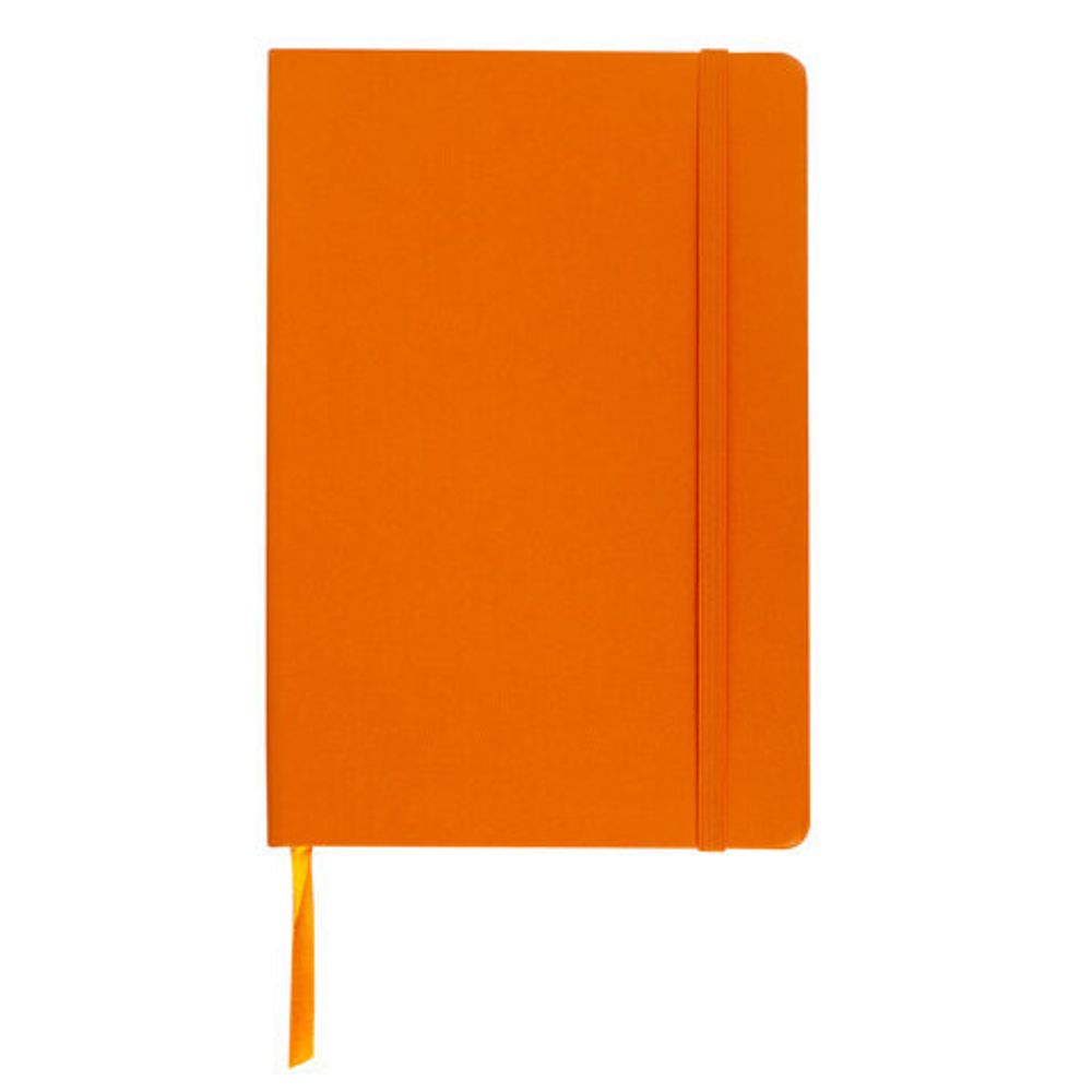 Блокнот в клетку с резинкой А5 (148x218 мм), 80 л., балакрон оранжевый BRAUBERG "Metropolis", 111584