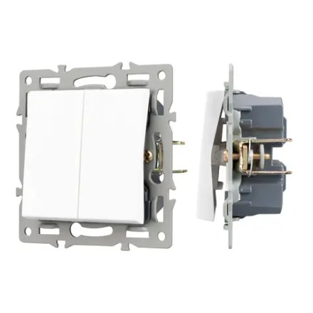 Механизм выключателя двухклавишный проходной SWT-MKP2-PL-WH (250V, 16A) (Arlight, -) 043727
