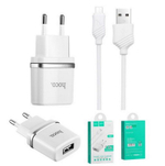 Сетевая зарядка HOCO C11 + кабель microUSB (1.0A)