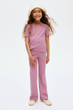 H&M Хлопковые легинсы-клеш, светло-розовый