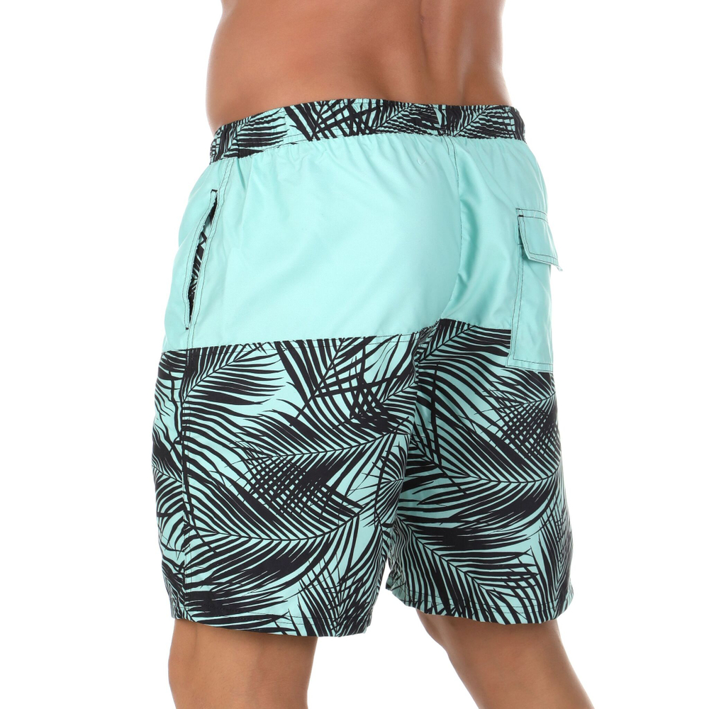 Мужские шорты для плавания с принтом в виде пальмовых листьев Doreanse (Размер: L) (Цвет: салатовый)