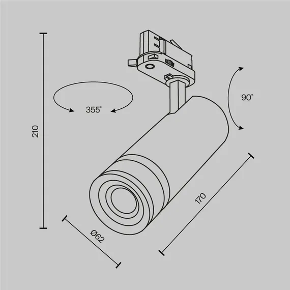 Трековый светильник Фокус Зум / Focus Zoom Trinity 4000K 20Вт 15-60° Technical tr198-3-20w4k-z-w