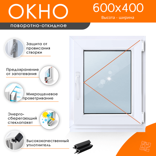 Пластиковое окно 600 х 400 ТермА Эко с поворотной створкой