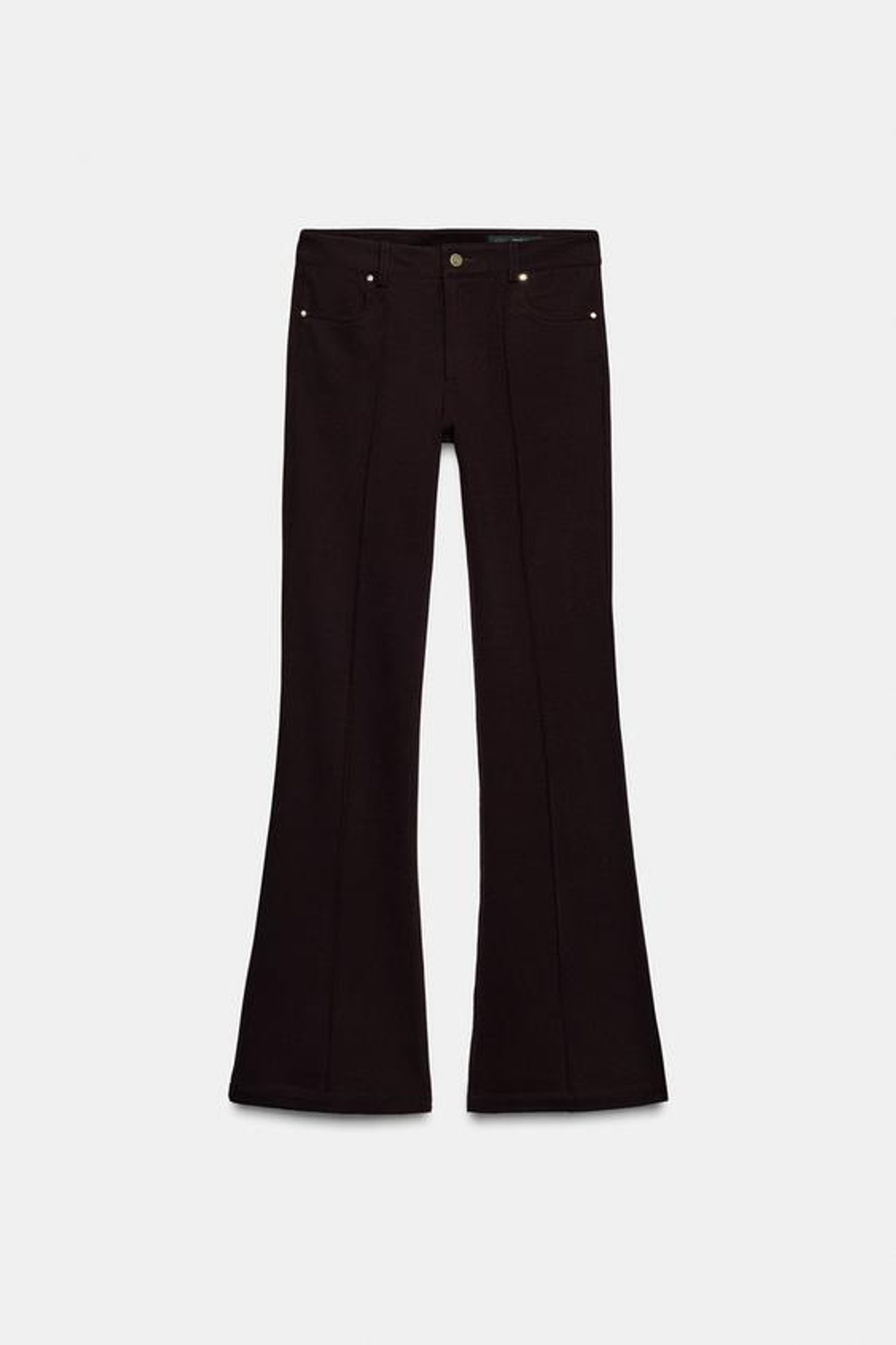 ZARA БРЮКИ FLARE С НИЗКОЙ ПОСАДКОЙ, КОРИЧНЕВЫЙ