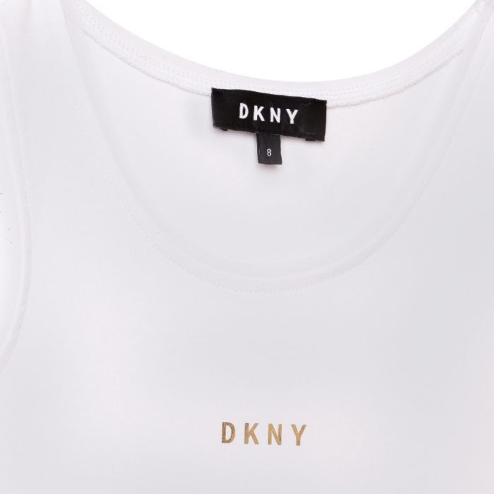 Майка DKNY Белый/Отделка: сетка/Термопринт: золотой логотип (Девочка)