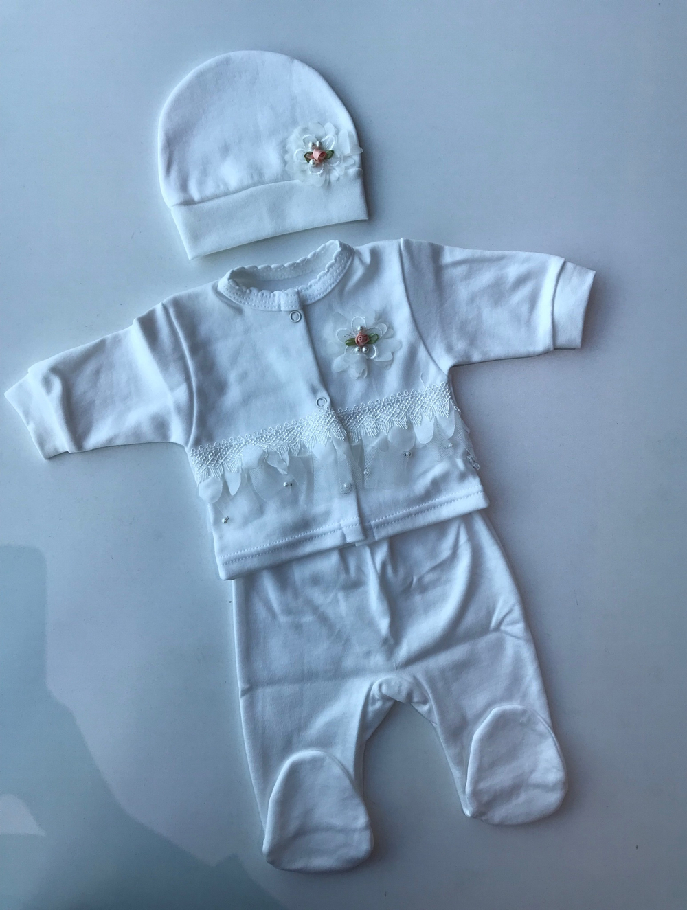 Комплект на выписку (кофта, ползунки, шапка)  (Малышеево) интерлок Арт: 0305И (Размер: 62)