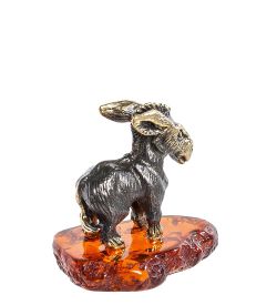 AM-1151 Фигурка «Ослик упрямый» (латунь, янтарь)