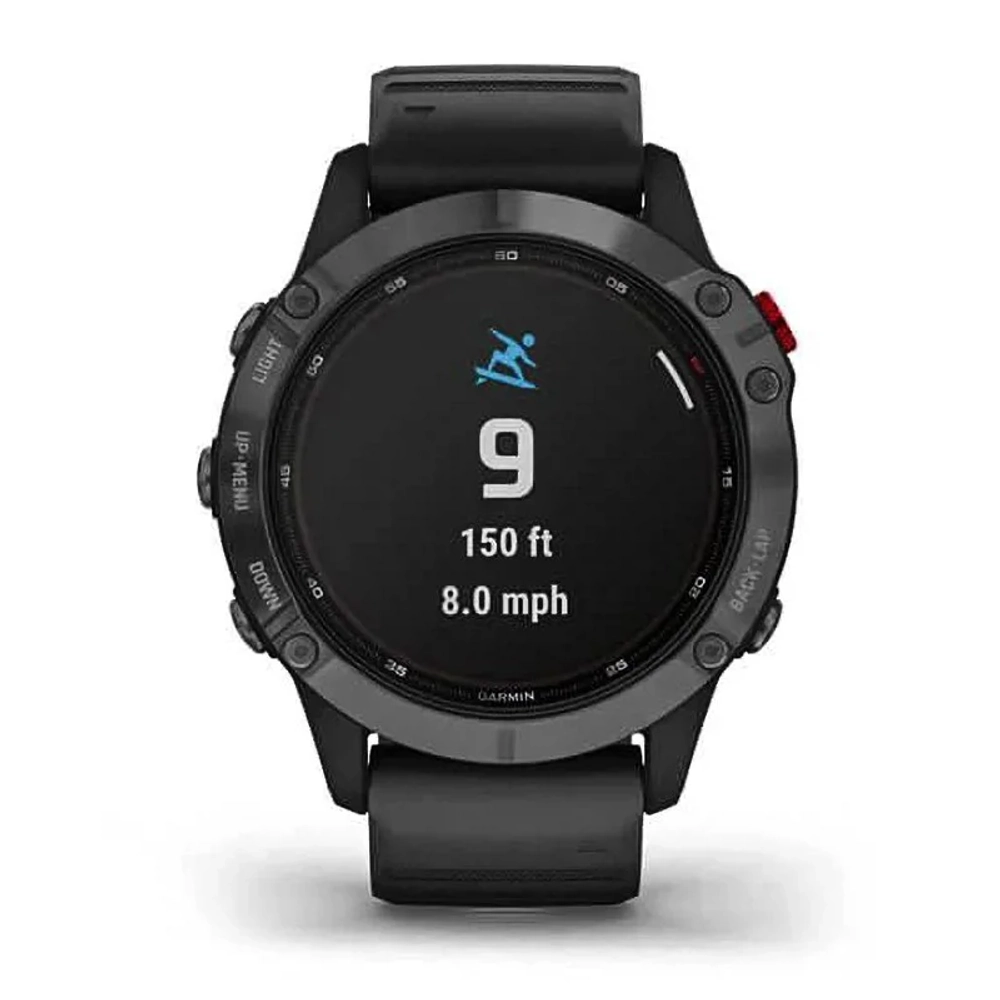 Спортивные наручные часы Garmin Fenix 6 Pro Solar серый с черным ремешком 010-02410-15