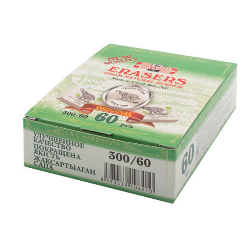 Ластик KOH-I-NOOR "Слон" 300/60, 31x21x8 мм, белый/цветной, прямоугольный, натуральный каучук, 0300060025KDRU