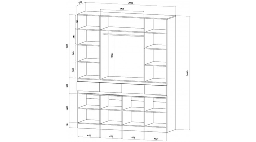 Ленора Шкаф 4х ств Дуб вотан / Кашемир