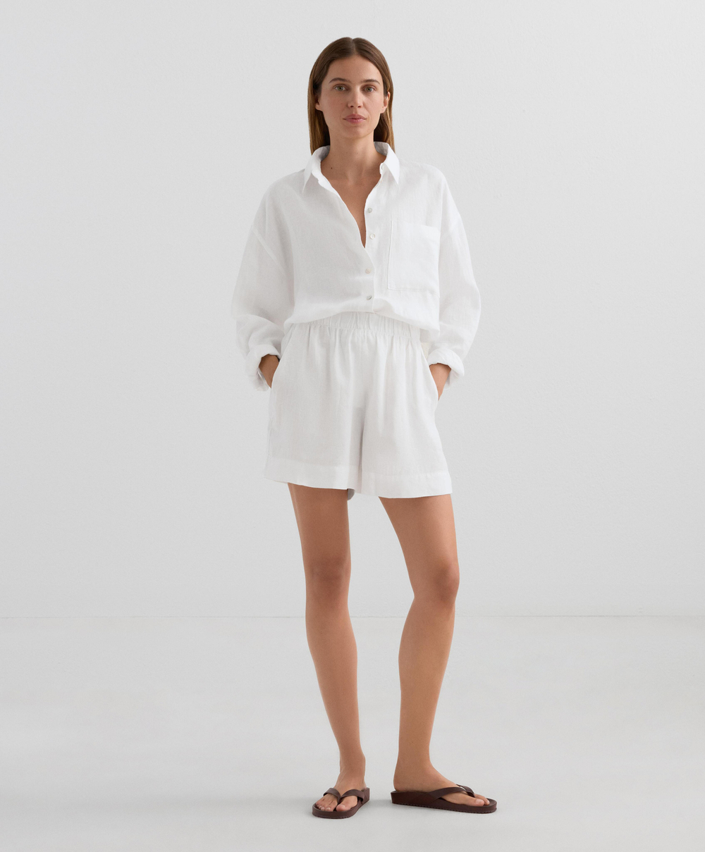 Oysho Шорты-бермуды из 100% льна, белый