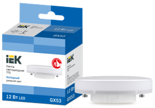 Лампа светодиодная T75 таблетка 12Вт 230В 6500К GX53 IEK