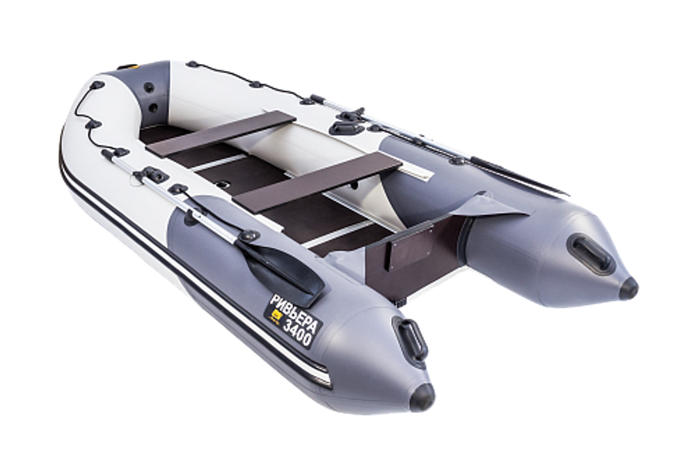 Лодка ПВХ Ривьера Компакт 3400 СК "Комби" светло-серый/графит