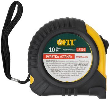 Рулетка Профи, прорезиненный корпус "Стайл" 10 м x 25 мм