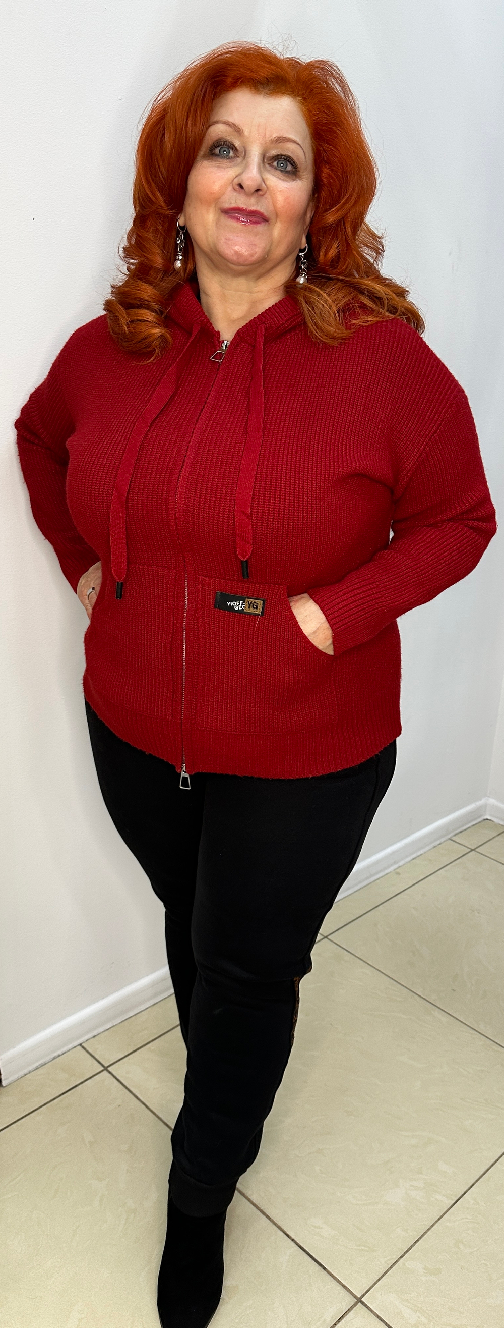 Жакет на молнии, крупной вязки