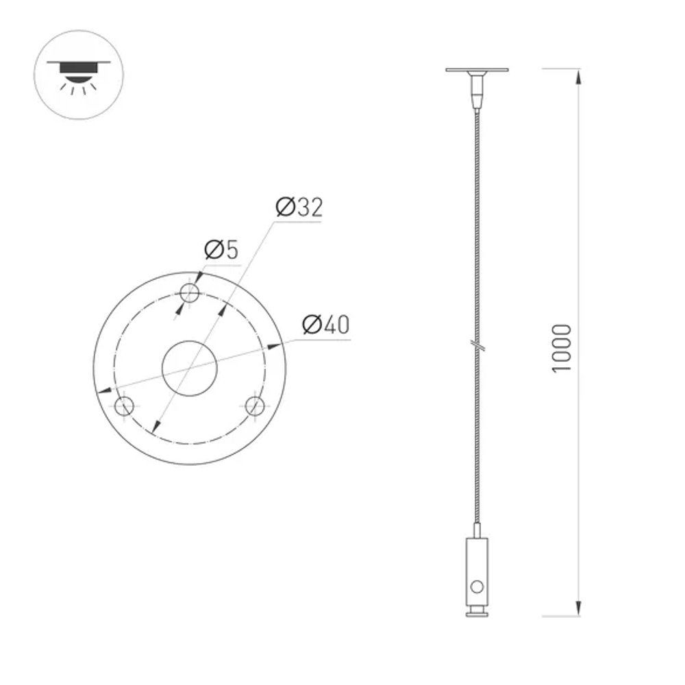 Подвес ALT-LARGO-HANG-L1000 (SL) (Arlight, IP20 Металл, 5 лет) 031986