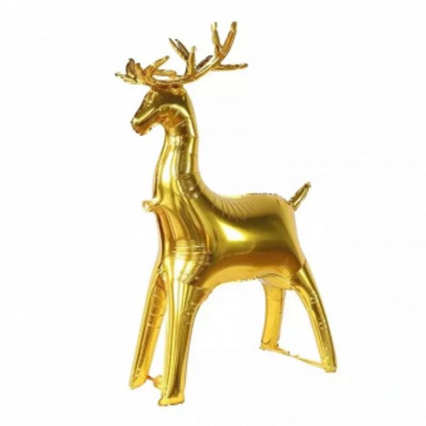 К Шар-фигура, фольга, ПОД ВОЗДУХ НГ "Олень золотой" (Falali), 32"/81 см