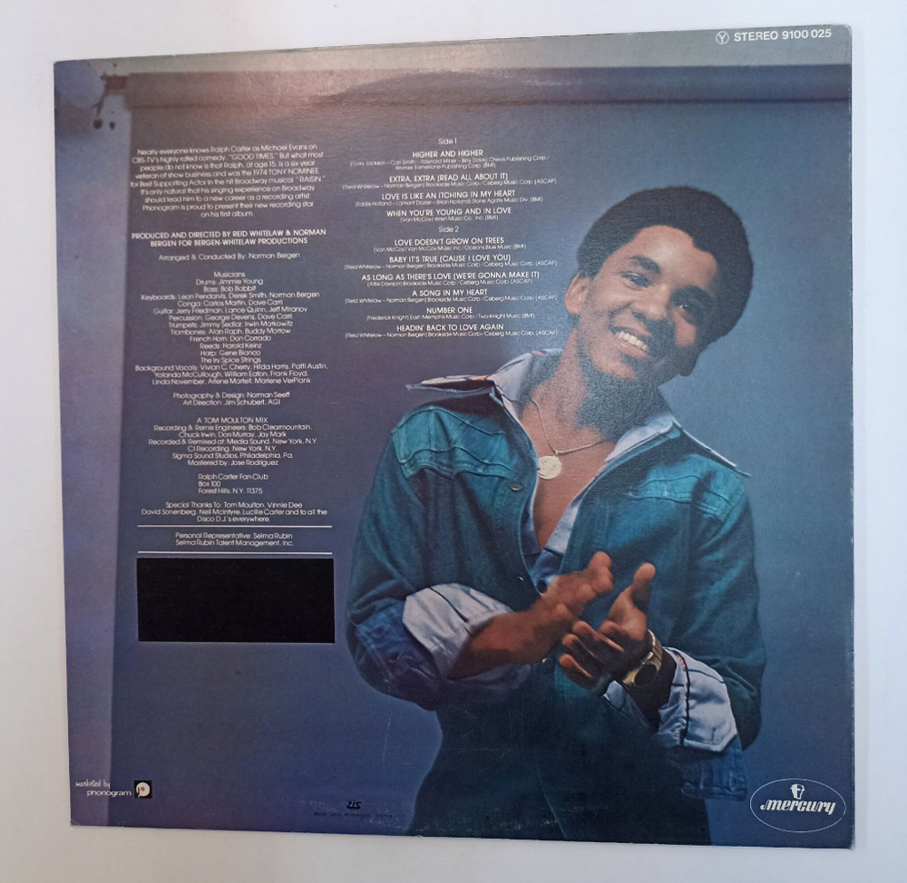 Винтажная виниловая пластинка LP Ralph Carter Young And In Love (France 1976)