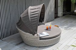 "Стильяно" плетеная кровать круглая, цвет бежевый