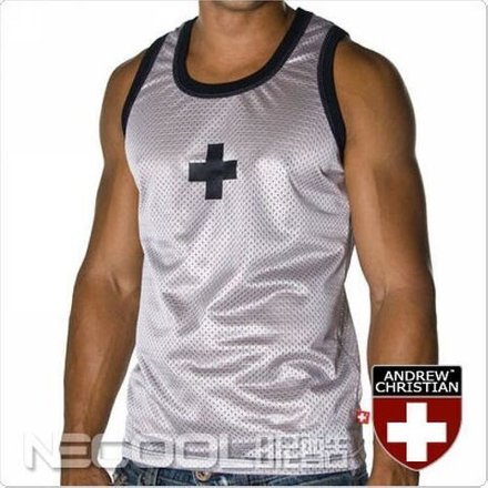 Майка спортивная в сетку белая Andrew Christian Sport Mesh Tank AC16