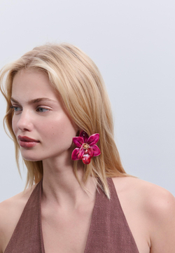 STRADIVARIUS Серьги в виде цветка орхидеи, цвет фуксии